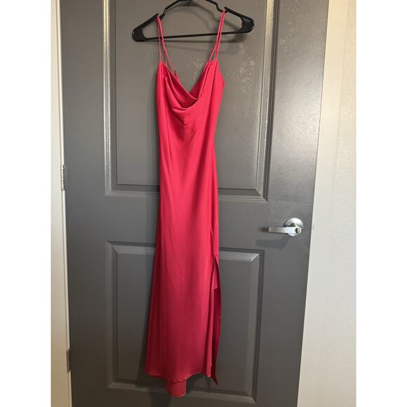 New ASTR the Label Gaia Berry Red Midi Slip Dress Size S Cowl Neck - Picture 2 of 5